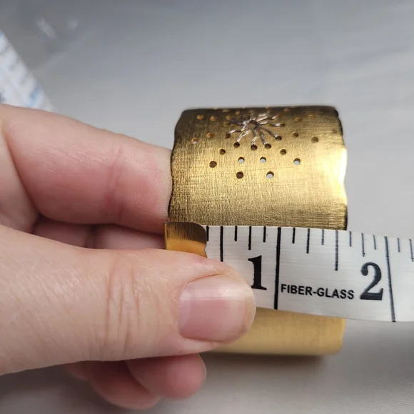 Judith Haas New York Signed Gold Wide Cuff Bracelet Sunburst - Picture 10 of 12